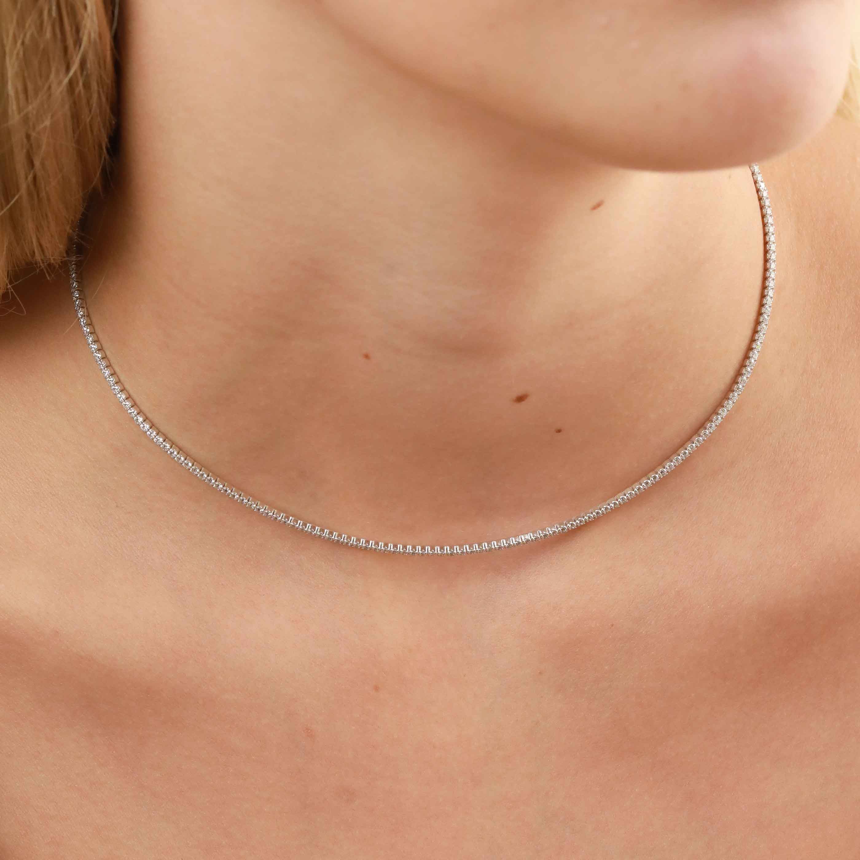 Tennis Chain Necklace in Silver