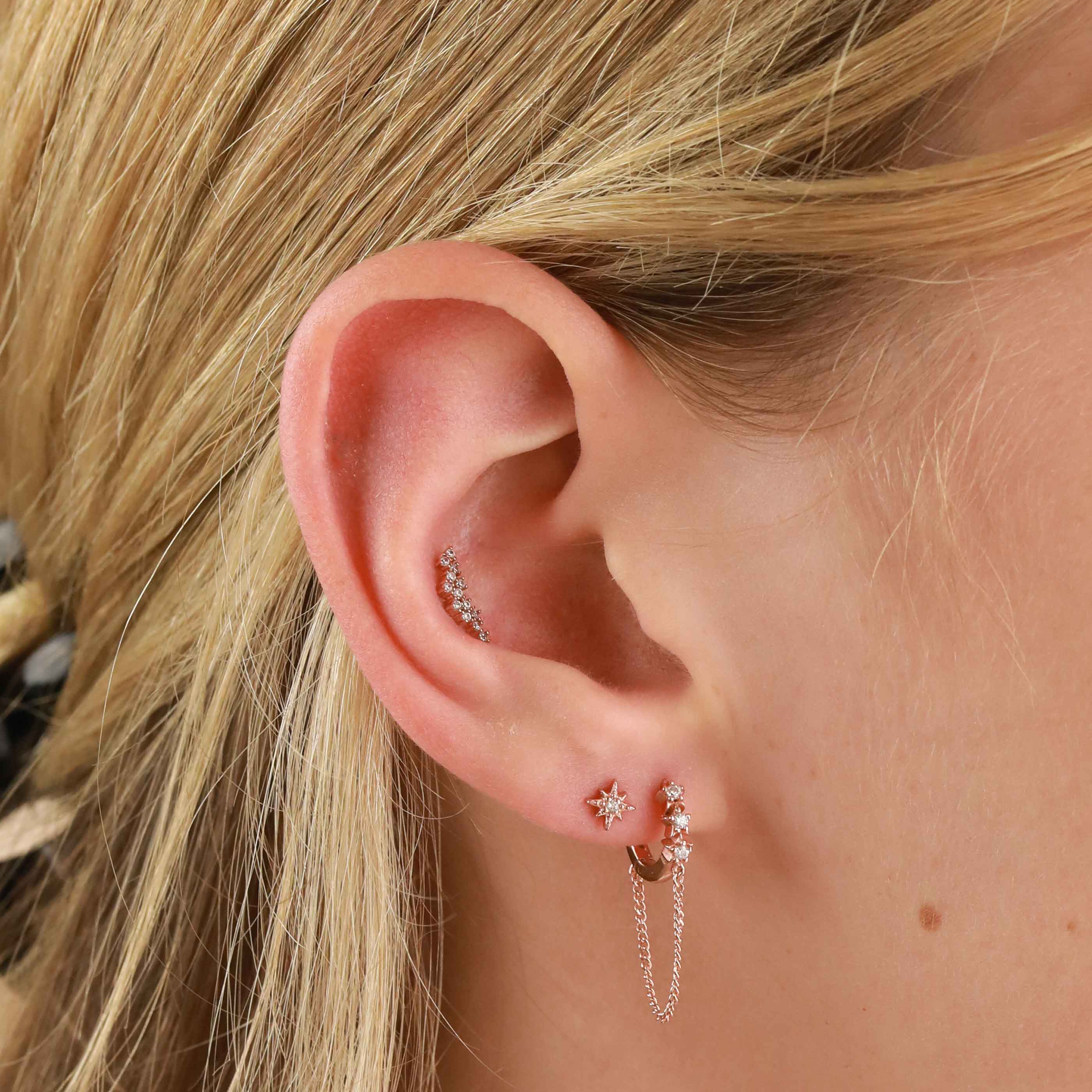 Twilight Star Stud Earrings in Rose Gold