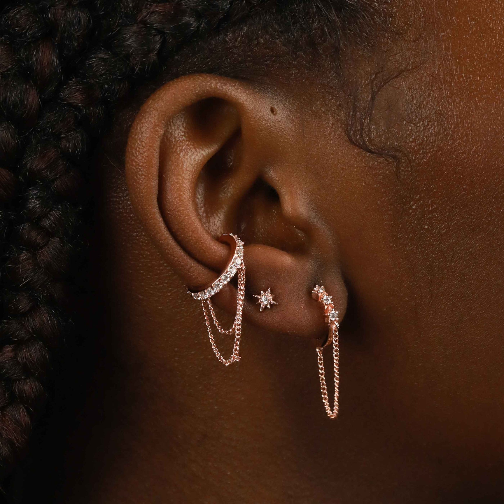 Twilight Star Stud Earrings in Rose Gold