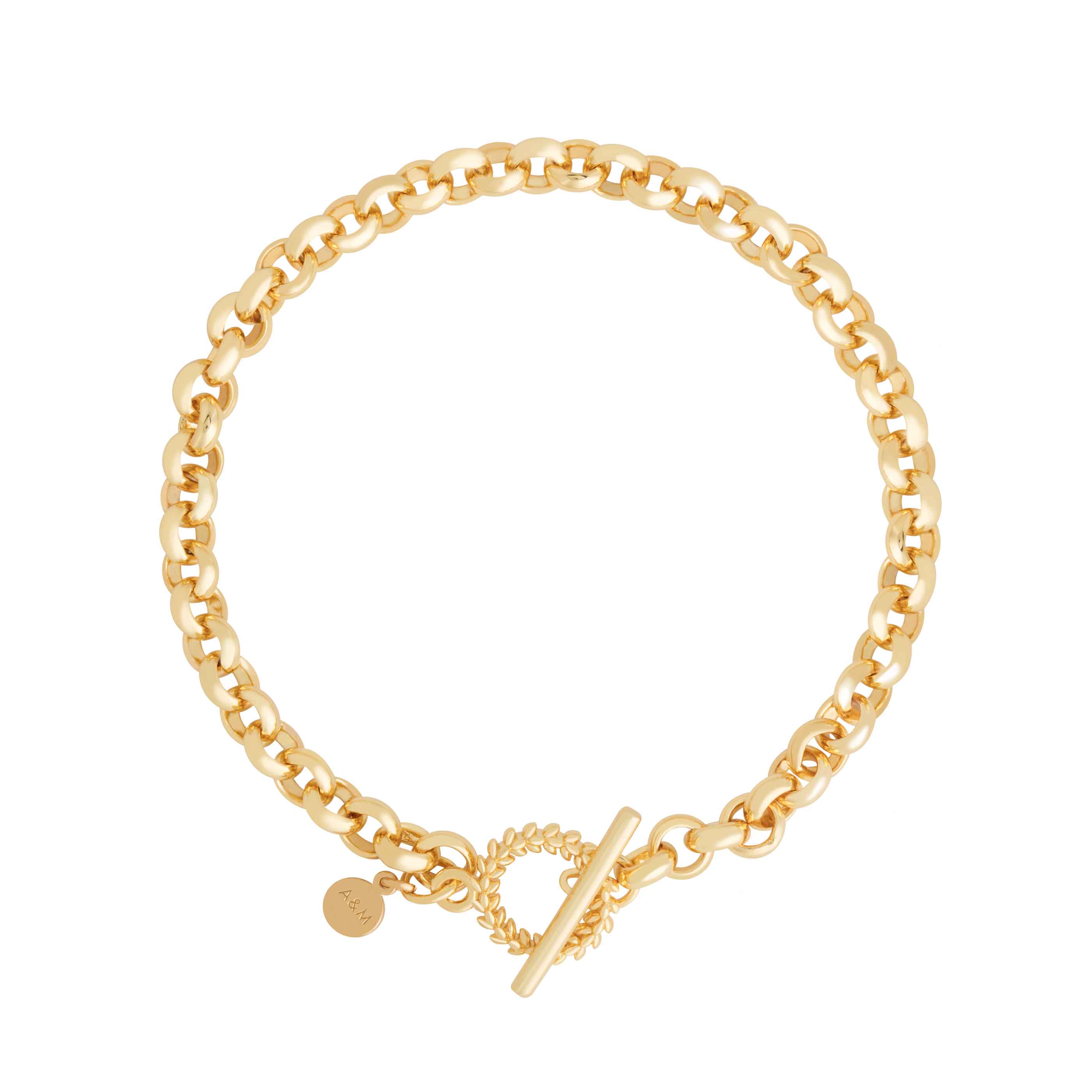 Wreath T-Bar Chunky Bracelet in Gold