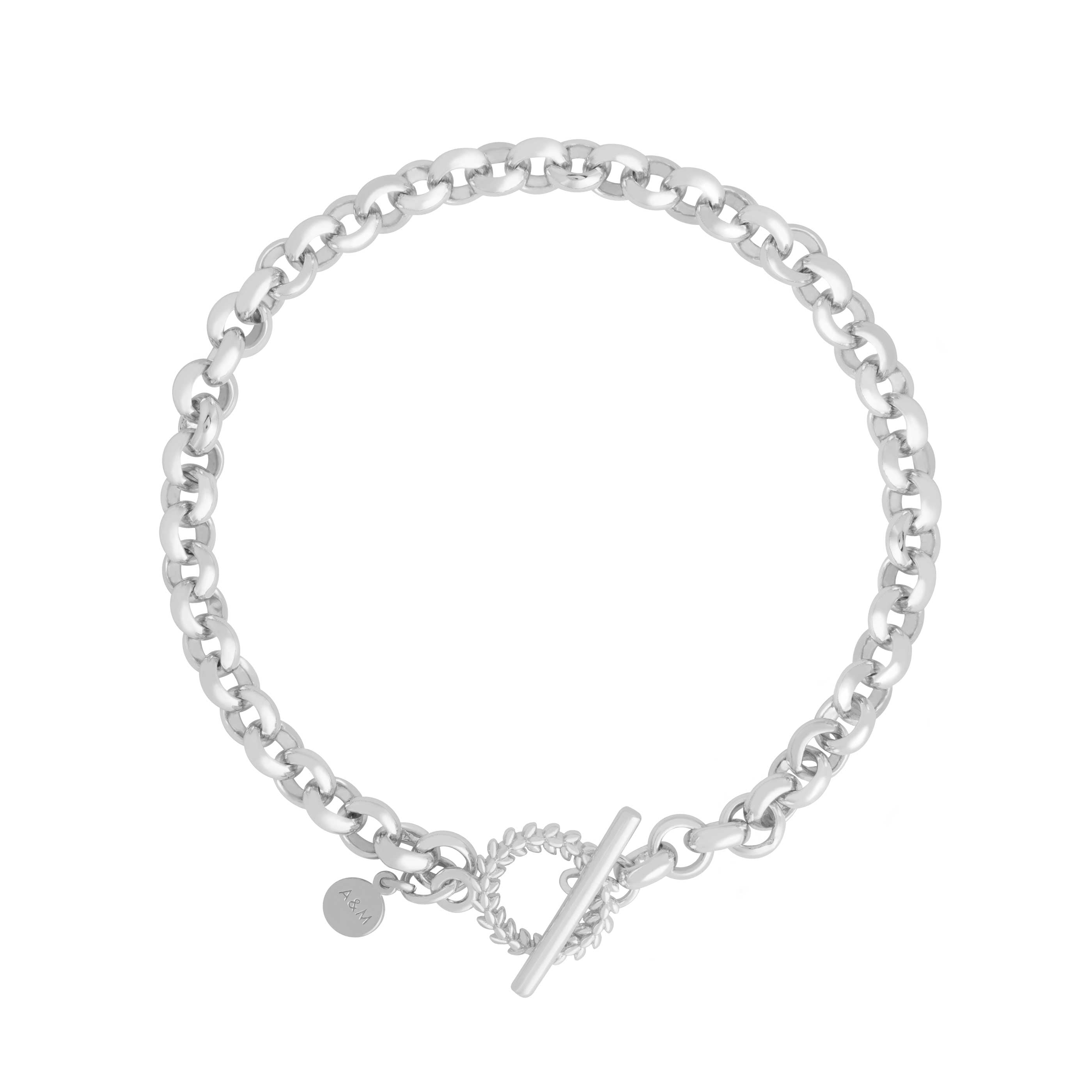 Wreath T-Bar Chunky Bracelet in Silver