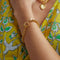 Wreath T-Bar Chunky Bracelet in Gold worn